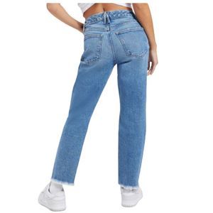 Good American Good Girlfriend Petite Straight Leg Jeans Blue 942 Size 2/26